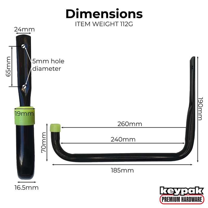 Keypak ST7003H 25cm Large Heavy Duty Multipurpose Garage Storage Hook,