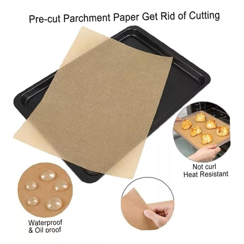 SANBREVE 100 Hojas Papel Para Hornear Pergamino Antiadherente