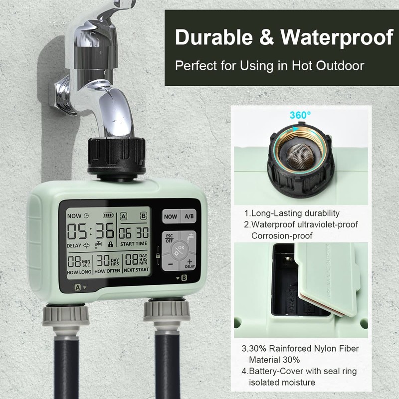 Irrigation Computer with 2 Independently Controlled Outputs, Johgee Digital Water