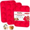 Redfly 3 Pack Silicone Muffin Pan & Cupcake Pans for