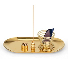 Incense Ash Catcher Tray, 5 In 1 Incense Holder for Palo Santo, Sage, Incense Metal Burner Cone Coil Incense Burner Incense Stick Holders for Home Yoga Meditation