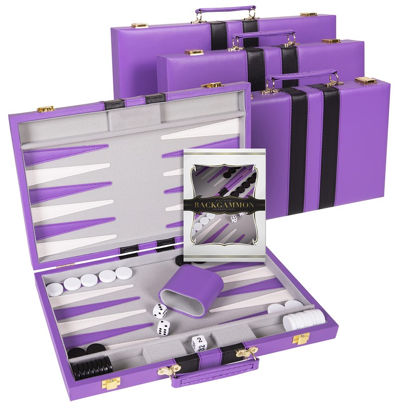 Crazy Games Backgammon Set - Classic Purple Large 18 Inch