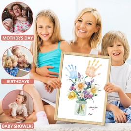 HiFulerr Mothers Day Gifts for Mom - Handprint Flower Crafts for Kids, First Mothers Day Gifts, Unique Birthday Christmas Gift and Decorations for Mom from Son Daughter Dog, Gift for Grandma Nana Mimi