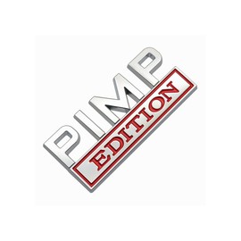 Arkdeffon 2PCS Pimp Edition Emblem 3D Fender Badge Decal Car Stickers with Strong Adhesive for Tailgate/Front Grille/Hood/Trunk Compatible with Universal Car, Truck, SUV, RV,Scooter (Sliver-Red)