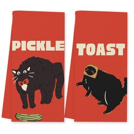 Gelulgas Cat Lover Gifts for Women, Cat Kitchen Towels, Cat Bathroom Towels, Cat Mom Gifts, Reusable Dish Towel Hand Towels Tea Towels Decor for Bathroom Kitchen Home Supplies Set of 2