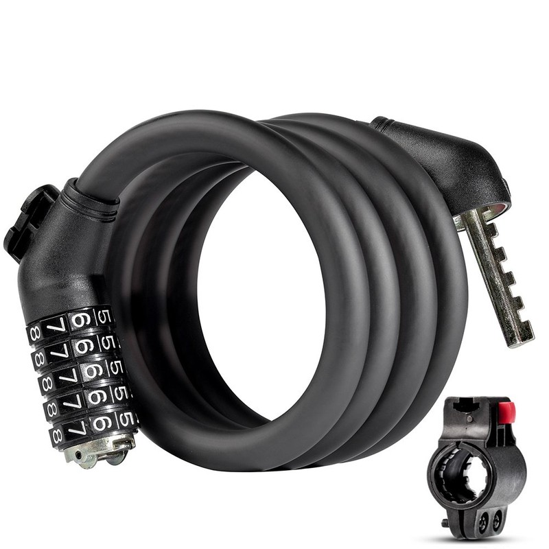 Bicycle Lock, Wire Lock, Key Lock, Dial Lock, Bracket Included,