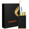 Cool Dual Flame Dragon Lighter,Outdoor Windproof Dragon Torch Lighter,Switchable Soft/Jet
