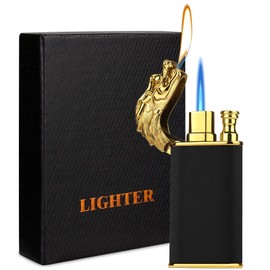 Cool Dual Flame Dragon Lighter,Outdoor Windproof Dragon Torch Lighter,Switchable Soft/Jet Flame Lighter,Double Flame Refillable Butane Lighter,Cool Lighter Creative Gift for Men Without Butane