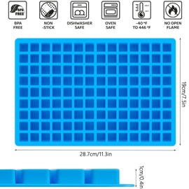 Square Silicone Mould, Pack of 2 Square Chocolate Moulds 126 Cavity, Mini Ice Cube Tray, Gummy Bear Mould for Chocolate, Sweets, Ice Cubes, Caramel