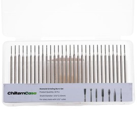 ChilternCasa 1mm Diamond Drill Bits, Cylinder Grinding Bit Shank 2.35mm Rotary Burr Tools for Dremel Jewelry,Tile,Glass Pack of 30Pcs