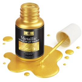 Gold Metallic Touch up Liquid Gold Leaf Paint High Gloss Multi Surface Rich Golden Paint for Metal, Wood, Plastic, Canvas, Appliance, Furniture Scratch Repair & Art Handcrafts Fast Drying Acrylic Metallic Finish 1.5oz