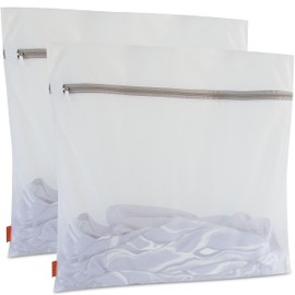 Polecasa Heavy Duty Mesh Laundry Bags for Delicates – 2 Pack with Sturdy Zipper for Lingerie, Coats, Baby Clothes, Underwear – Washing Machine & Dry Safter 24 x 24 Inches (2 XX-Large)