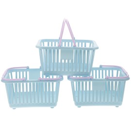 jojofuny Pack of 3 Plastic Shopping Baskets Small Plastic Shopping Baskets with Handle - Toy Basket Shopping Toy Storage Basket for Storage and Role Play