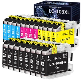HGZ LC103XL Compatible Ink Cartridges Replaccement for Brother LC103XL LC103 LC101XL LC101 work for MFC-J870DW MFC-J6920DW MFC-J6520DW MFC-J450DW MFC-J470DW Printer (8BK, 4C, 4M, 4Y, 20-Pack)