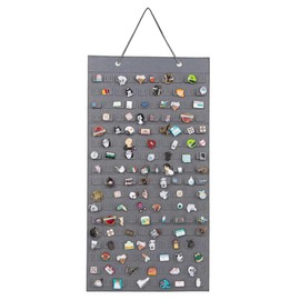 1Pcs Hanging Brooch Pin Organizer Felt Rectangular Pin Badge Display Pin Display Board Brooch Collection Storage Holder or Enamel Pins Buttons and Label (Grey, 170 Check)