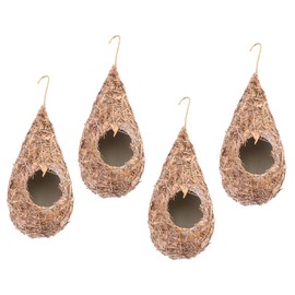 Hohopeti 4Pcs Hanging Bird Nest Artificial Weaving Birds Nest for Hideaway Shelter for Birds Rustic Style Grass Craft for Natural Decor for Bird Breeding