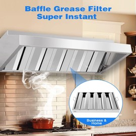 6 Pack Hood Filter Stainless Steel 4 Grooves Range Hood Filter for Grease Rated Commercial Kitchen Exhaust Hoods 19.5W x 19.5H Inch