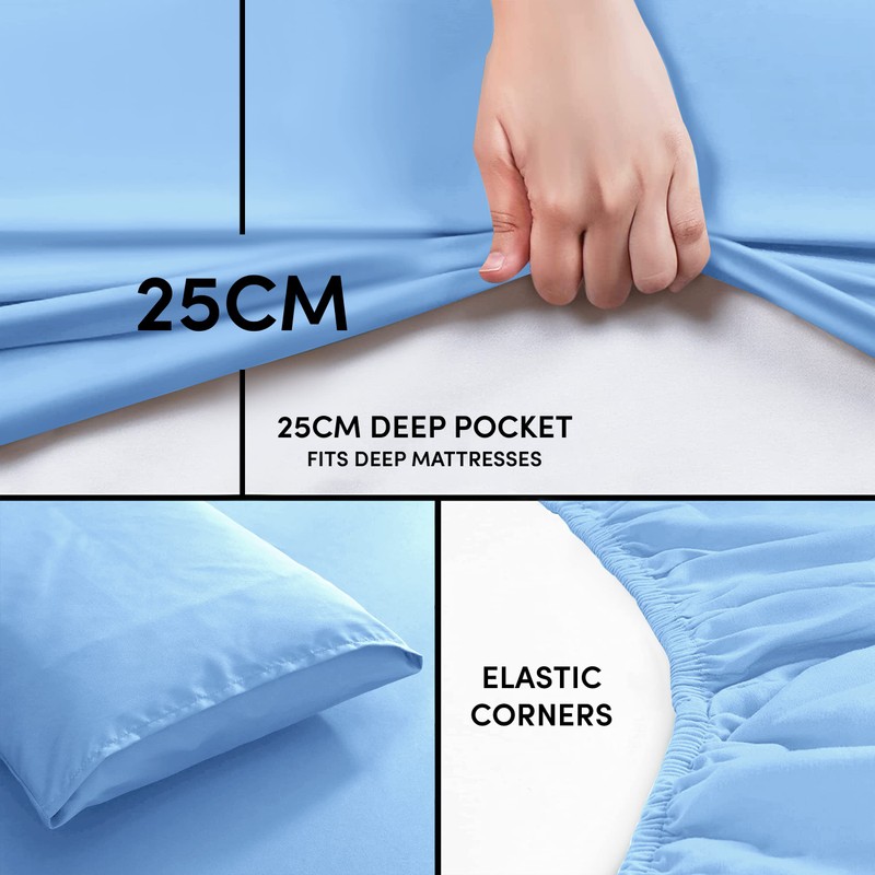 Moonlight Bedding Double Fitted Sheet - 25cm Deep Pockets Ultra