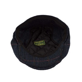 WALKER AND HAWKES - Derby Tweed Eddie Flat Cap w/Foldable Ear Flaps - Blue Tweed - XL (60cm)