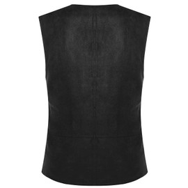 EverLove Men's Steampunk Vintage Medieval Vest Renaissance Lace-up Waistcoat Plus Size Pirate Costume Top Black X-Large