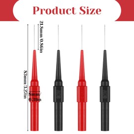4Pcs 0.7mm Test Probe Pins, Multimeter Probes Non-Destructive Insulation Wire Piercing Needle, Stainless Steel Back Probe Pins, Super Tip Multimeter Probes for Banana Socket Plug, Car Tester Probes