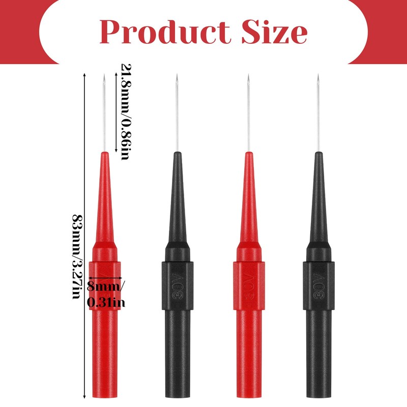 4Pcs 0.7mm Test Probe Pins, Multimeter Probes Non-Destructive Insulation Wire