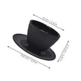 MALUGOGO Black Iron Tea Cup and Saucer Set Retro 6.00X6.00X4.80cm