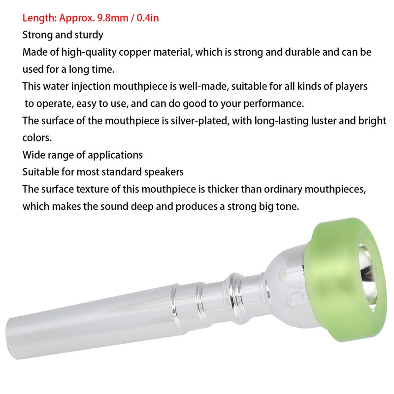 9.8mm 7C Trumpet Mouthpiece with Cover Silvering Durable Universal Musical