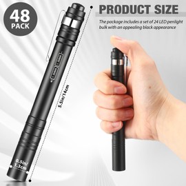 Rossesay 48 Pack Christmas Mini Pen Flashlights Bulk Gifts LED Pen Lights Aluminum Pocket Flashlights with Clips Small Handheld Torches for Men Camping Hiking Emergency Outdoor (Black)