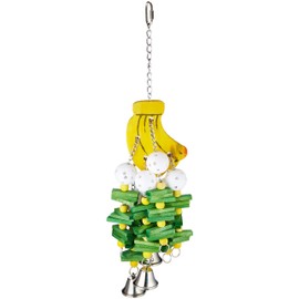 Featherland Paradise, Hanging Fruit-Shaped Bird Toy with Whiffle Balls and Wood Blocks