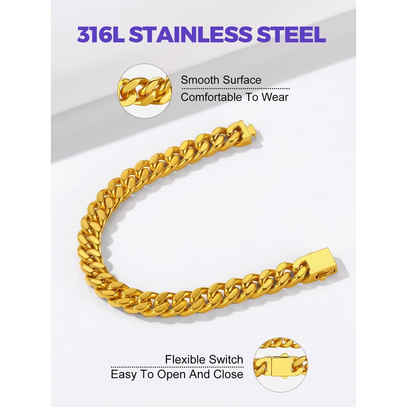 Richsteel Bracelet For Men Hip Hop Jewellery Gold Chain Boys