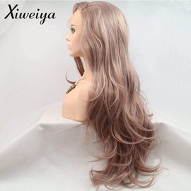 Xiweiya 24inch Mixed Purple Hair Wig Long Body Wave Mixed Purple Synthetic Lace Front Wigs For Women Side Part Heat Resistant Fiber Makeup 24 Inches