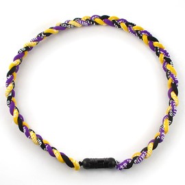 MapofBeauty 18" Sport Style Three Colors Fashion Three Braided Rope Tornado Necklace (Purple/Yellow/Black)