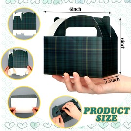 Gueevin 24 Pcs Green Tartan Plaid Gift Boxes Bulk, 6 x 3.5 x 3.5 Inches Vintage Tartan Party Favor Boxes, Classic Green and Blue Plaid Babyshower Decoration for Baby Shower Birthday Party Supplies