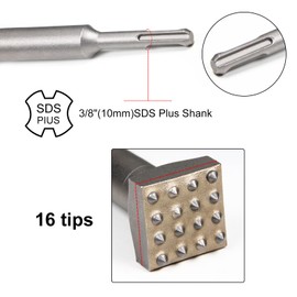 Utoolmart 5 5/8 x 1 1/4 inch, 16 Tips SDS Plus Bushing Tool, Square Head Concrete Roughness Coating Remove Bushing Bit Rotary Hammer for Concrete Repair