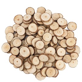 ZJIVQO 200PCS Wooden Discs,DIY Natural Wooden Slices,10mm-15mm in Diameter Wood Coins for Wedding Décor, DIY Art Craft, Ornaments, Scrapbook, Plaques