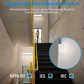 LEONLITE 3CCT LED Linear Stairwell Strip Light Fixture 4FT, 30W/40W/50W Selectable, 120V-277V, 0-10V Dimmable Shop Light, Surface Mount Commercial LED Corridor Light Fixture, UL Listed