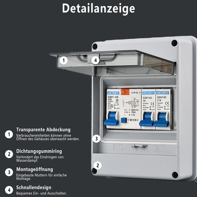 Fuse Box 2-Way Small Distributor: IP65 Waterproof Fuse Box Surface-Mounted