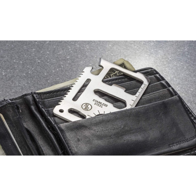 SE 11-Function Stainless Steel Survival Pocket Tool - Compact, Credit