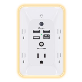 Outlet Extender with Night Light, HANYCONY Multi Plug Outlet, USB Wall Charger Surge Protector 4 USB Ports(1 USB C), Power Strip Electrical Outlet Splitter Expander for Home Office Dorm Room, ETL