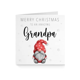 Merry Christmas To An Amazing Grandpa - Seasonal Gonk Gnome Red Heart Greeting Card For Him Grandpa Xmas - Gonk Christmas Card For Grandpa A560