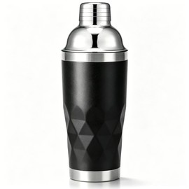 20oz Insulated Cocktail Shaker Black -Double Wall Vacuum, Built-In Strainer & Leak-Proof Seal, Stainless Steel Bartender Drink Shaker for Martini Shakers and Home Mixing Tools, Premium Bar Gift Set