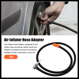 Hihaha 1m Car Tire Inflator Extension Hose with Lock Chuck Adapter Tube Durable Material