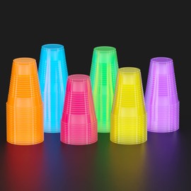Exquisite Blacklight Party Glow Cups - 120 Pack 12 Oz - Assorted Colors - Disposable Cups For Party - Blacklight Reactive Glow In The Dark Cups For Birthday Party - Food Safe - Neon Cups