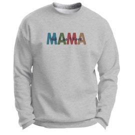 Mama Shirt for Women Mama Colorful Block Letters with Custom Names Premium Crewneck Sweatshirt Small Light Steel