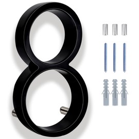 6 Inch Large Modern House Numbers For Outside, Address Numbers For House, Zinc Alloy Black Metal Floating Sign House Number With Nail Kit For Mailbox Door Home(Large 8)