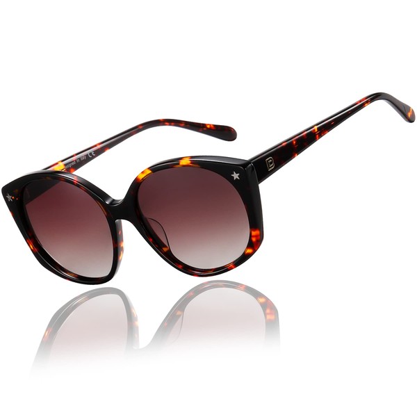 DUCO Retro Sunglasses for Women Vintage Oversized Frame Polarised Lenses