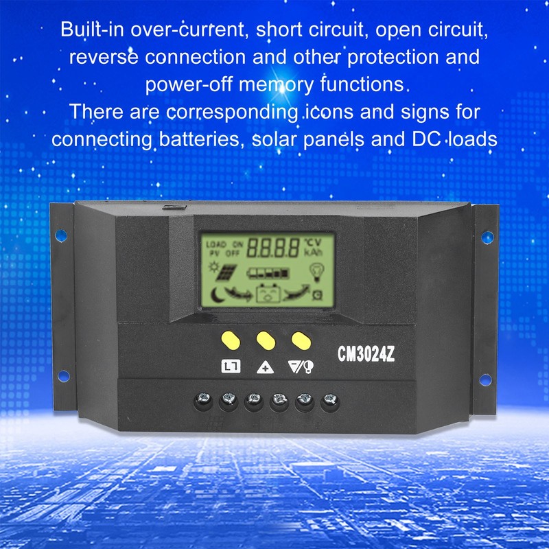 CM3024Z PWM Solar Charge Controller LCD Display Solar Panel Intelligent