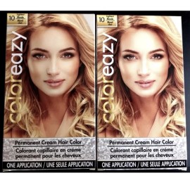 Color Eazy SET OF 2 Coloreazy Permanent Cream Hair Color One Application #10 Lightest Blond