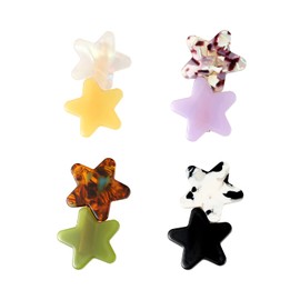 SINNKY 4PCS Acrylic Resin Stars Hair Clips Geometric Alligator Hair Clips Non-Slip Large Barrettes for Women Ladies Hair Accessories